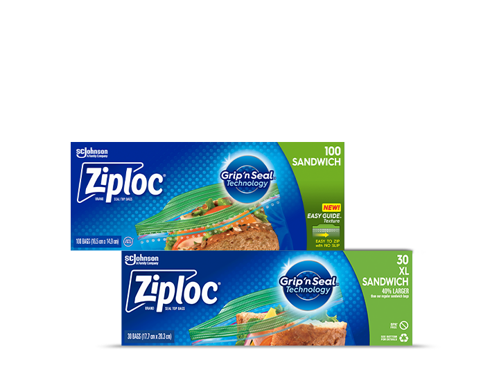 Two Ziploc sandwich bag boxes